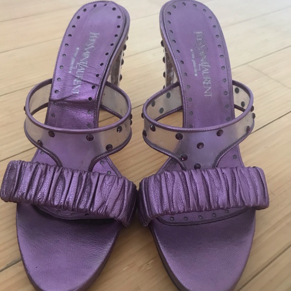 Saint Laurent Shoes - YSL lucite rhinestone purple heels